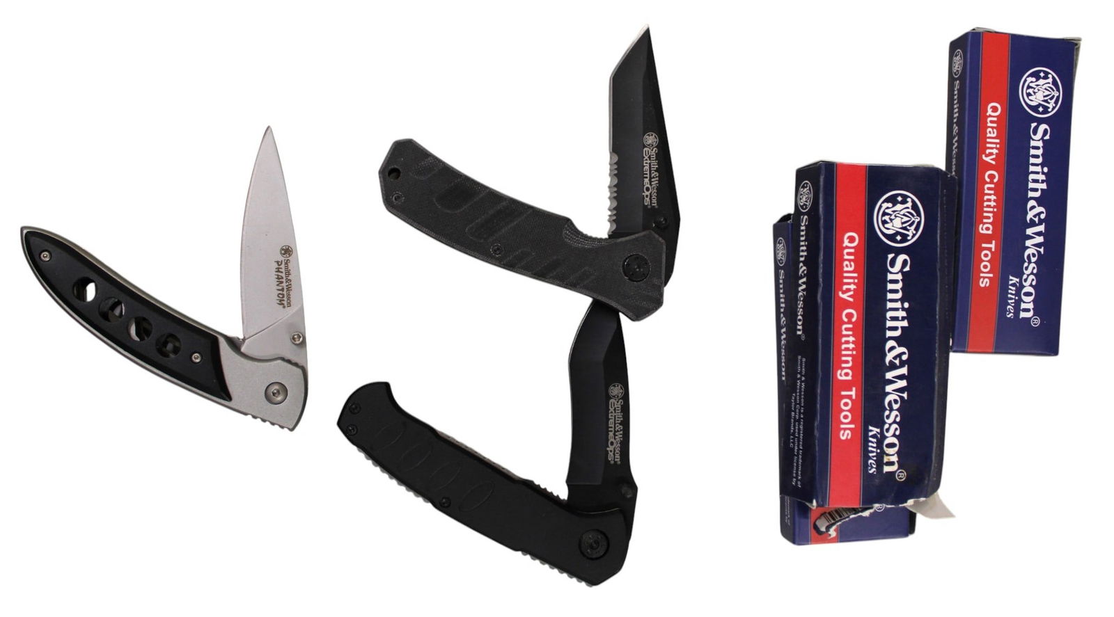 3 Smith and Wesson Knives, special ops: 3 Smith and Wesson Knives, special ops and others with boxes