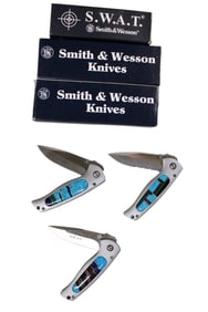 3 Smith and Wesson knives, swat with boxes