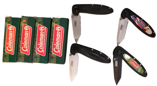 4 assorted Coleman knives with boxes