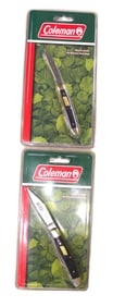 2 Coleman pocket knives in hard plastic