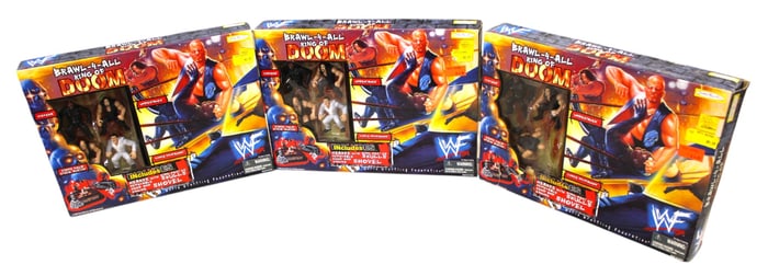 3 Vtg Braw-4-All Ring of Doom WWF Jake Specific
