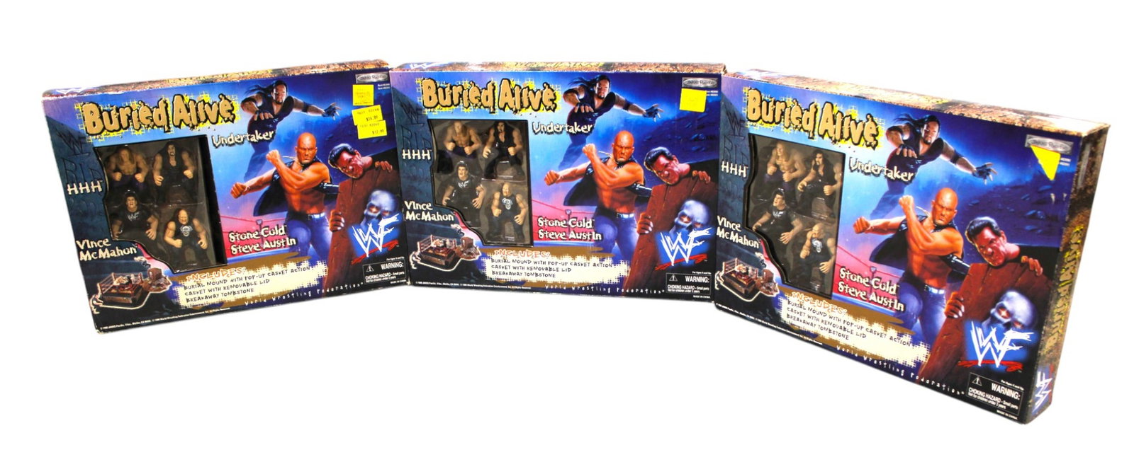 3 Vtg Buried Alive Word Wrestling Federation: 3 Vintage Buried Alive Word Wrestling Federation by Jake Specific in boxes.
