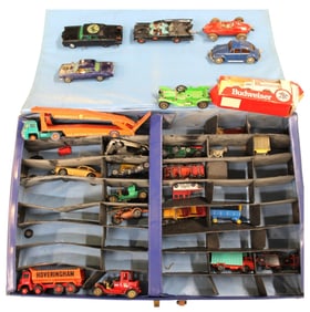 Vintage Matchbox Showcase with older cars