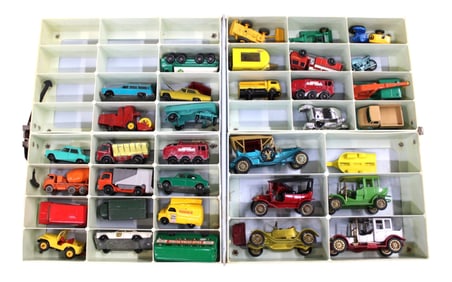 Vtg Lesney 34 mini cars in case