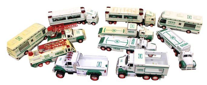 11 vintage Hess trucks