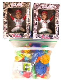 2 Phillies Bobble Heads and vtg McDonald Toys