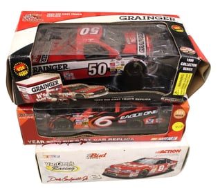 3 vintage diecast cars in boxes 1/24 scale