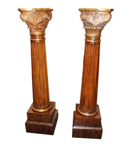 Pr. Maitland Smith burl rosewood & mahog pedestals
