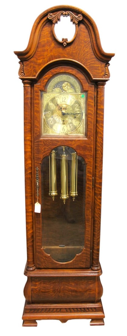 Vintage Ridgeway qtrswn oak grandfather clock w/key (1 of 8)