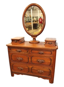 Antique walnut Victorian dresser w/swiveling mirror
