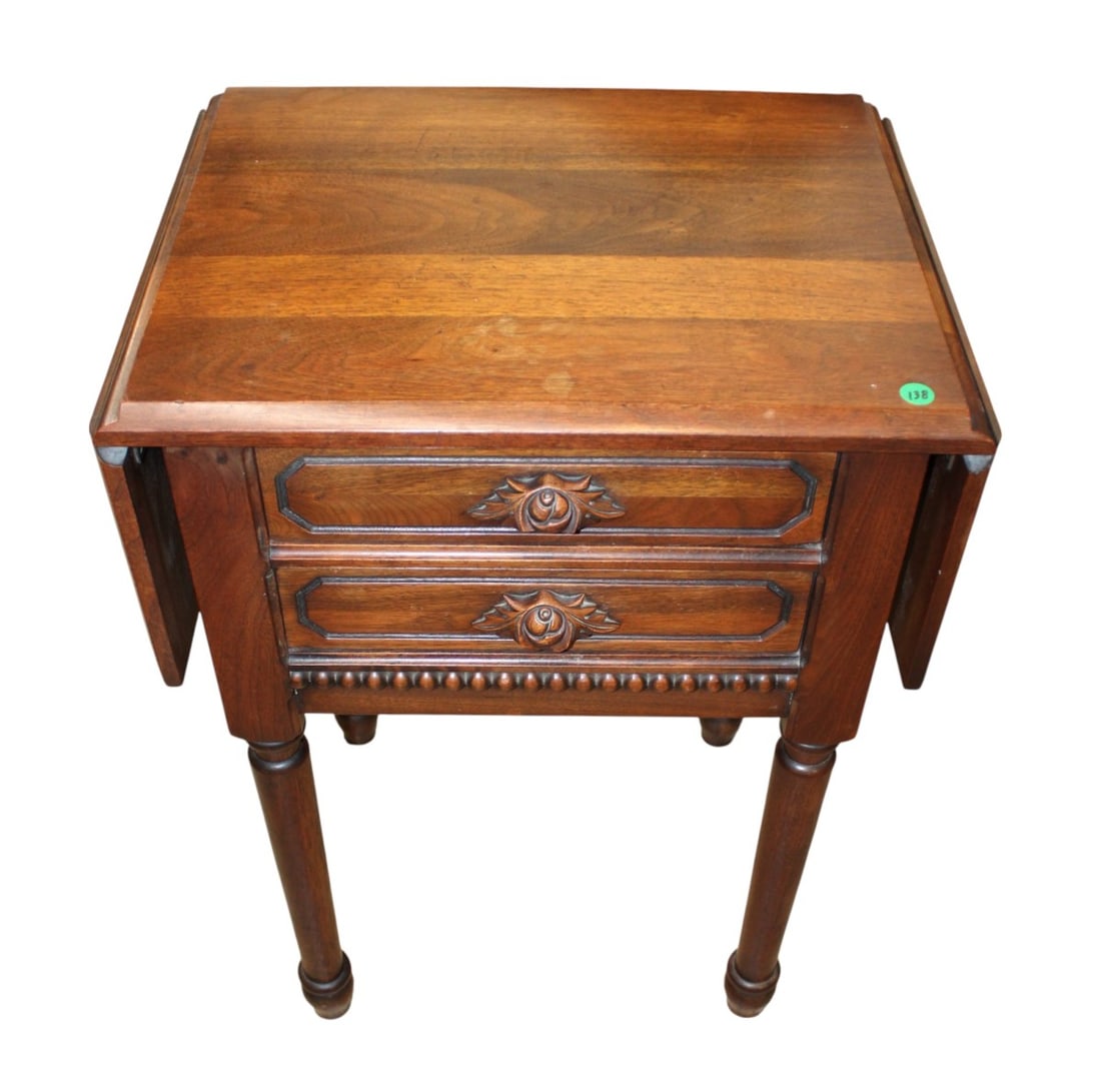 Antique walnut drop leaf table or nightstand (1 of 5)