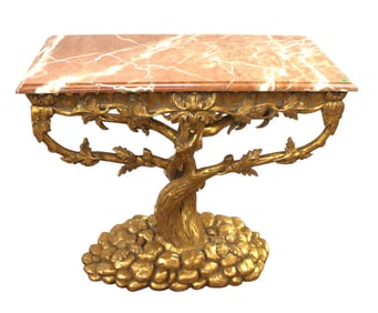 William Switzer handcrafted tree of life marble top console