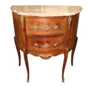French 19th century antique m/t & bronze inlaid stand
