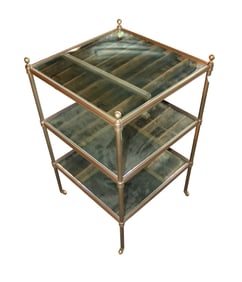 Jansen style quality mirrored 3 tier brass table