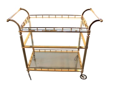 Quality vintage solid brass 3 tier tea cart