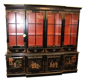 Vintage Habersham 2pc chinoiserie china cabinet