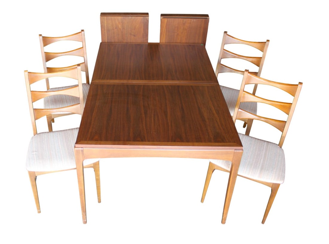 Mid Century Modern 7pc Lane walnut dining set (note 6 chairs see 2nd picture) (1 of 12)