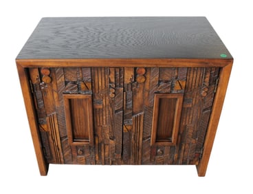 Mid Century Modern brutalist walnut nightstand