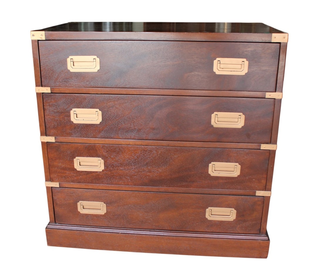 Mid Century Modern walnut campaign style chest (1 of 6)