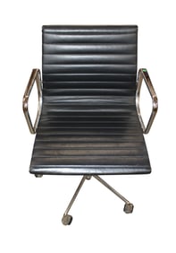 Mid Century Modern form tubular leather swivel office chair