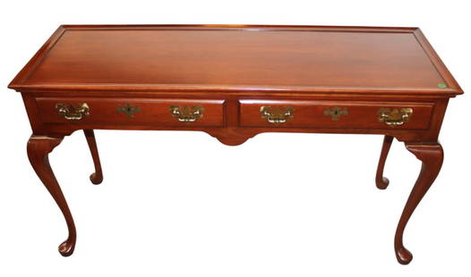 Vintage Harden queen anne console or sofa table: Vintage Harden Furniture solid cherry 2 drawer queen anne console/sofa table, original finish, structurally sound and in good condition with no noticeable issues. 27.5"h x 48"w x 17.25"d