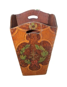 Semi antique flemish art decorated waste basket