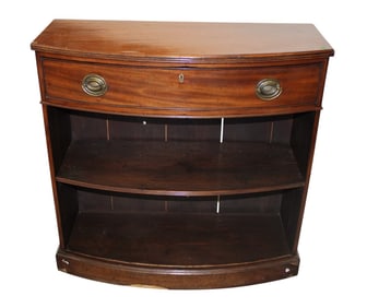 Antique solid mahogany 1 drawer open front bookcase