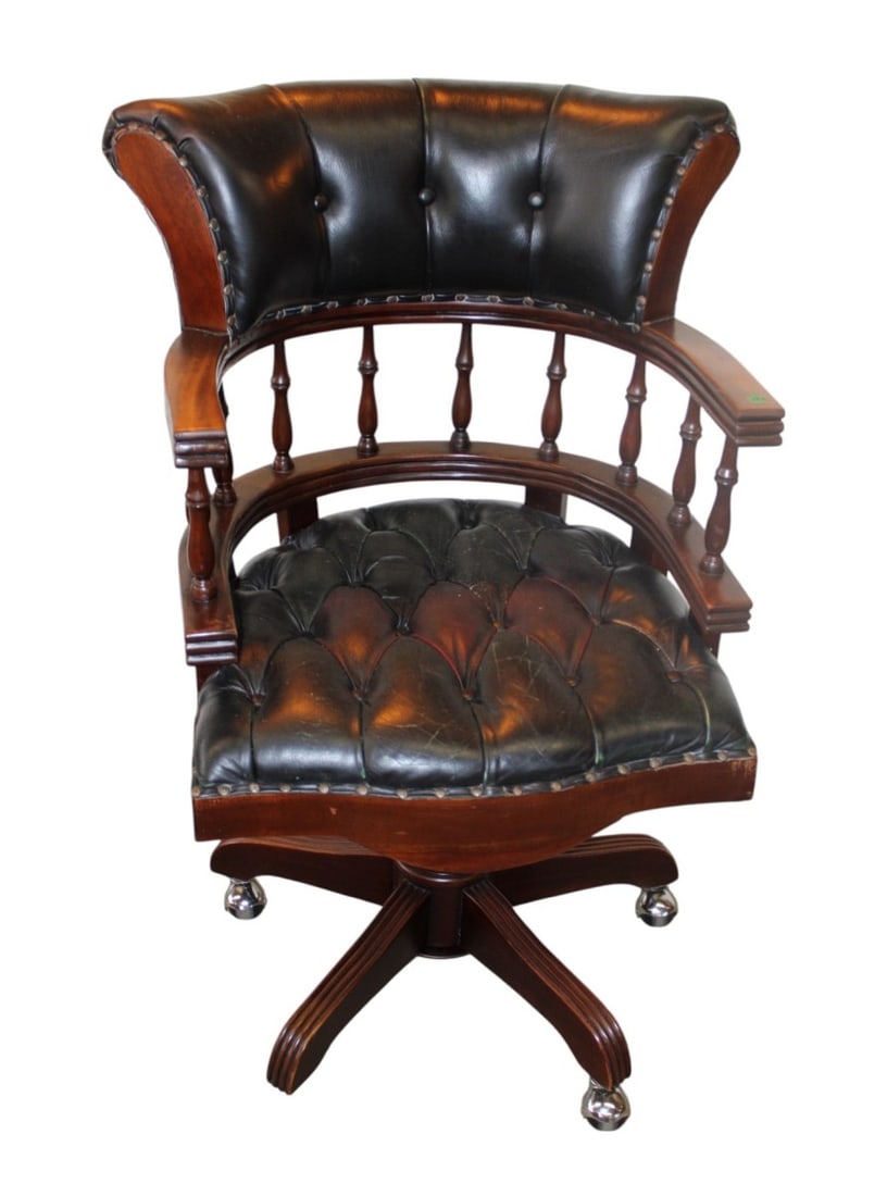 Fancy vintage leather high back office chair (1 of 5)
