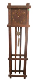 Antique oak arts & crafts mission grandfather clock