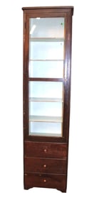 Vintage 3 drawer 1 door tall wood medical cabinet