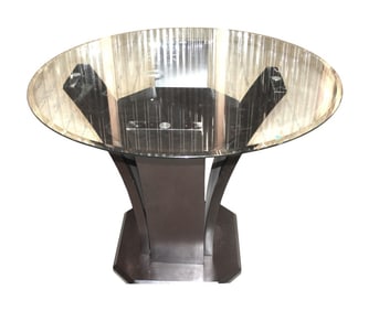 Contemporary 48" round glass top center table