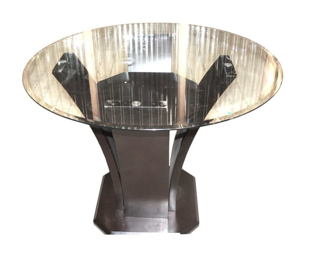 Contemporary 48" round glass top center table (1 of 2)