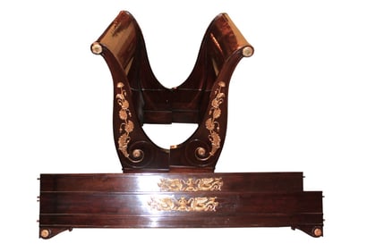Antique Fr empire burl mahogany & bronze day bed