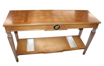 Vintage 2 tier console table with planters insert trays