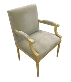 Decorative painted frame upholstered arm chair