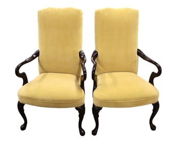Quality QA scroll arm mahog upholstered high back chairs