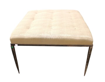 Industrial over size steel button tuft tall ottoman