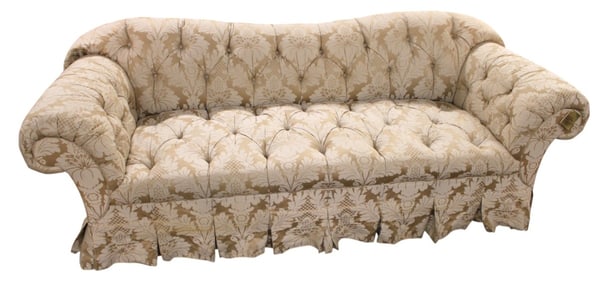 Baker quality button tuft sofa with tags & arm guards