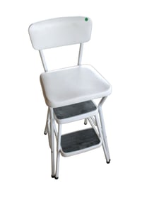 Utility folding double step chair ladder in white