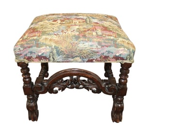 Antique turn spindled mahogany ottoman