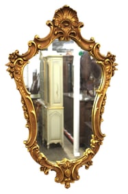 Vintage wood & gesso shell carved french style mirror