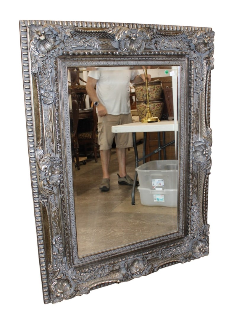 Highly carved beveled shell carved decorator mirror (1 of 5)