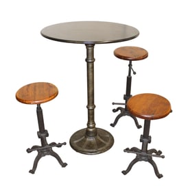 4pc industrial style pub set with adjustable seats