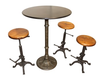 4pc industrial style pub set with adjustable seats