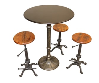 4pc industrial style pub set with adjustable seats
