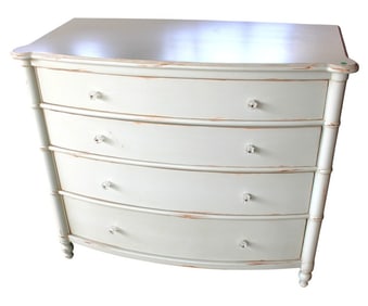 Contemporary light sea foam blue bow front chest