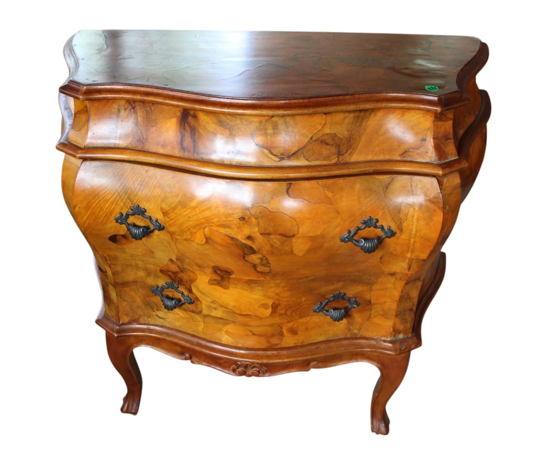 Vtg Italian burl wal. bombay chest, John Wannamaker, PA (1 of 7)