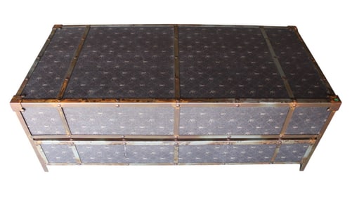 Trunk style 2 tier self storing large decorator coffee table