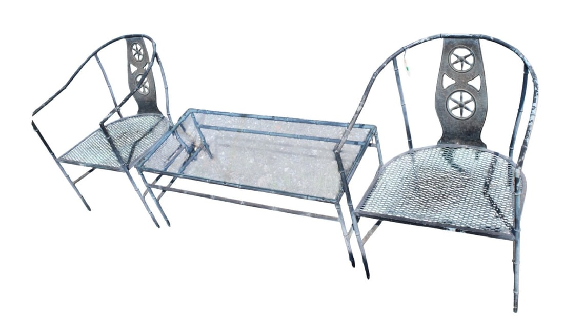 Vintage 3pc faux bamboo patio set (1 of 5)