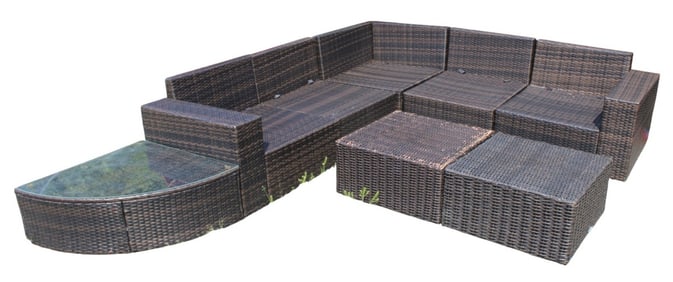 8pc. resin wicker modular conversation patio set